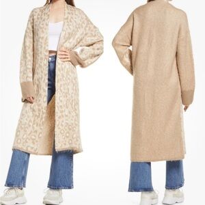 Topshop Beige Leopard Print Cardigan